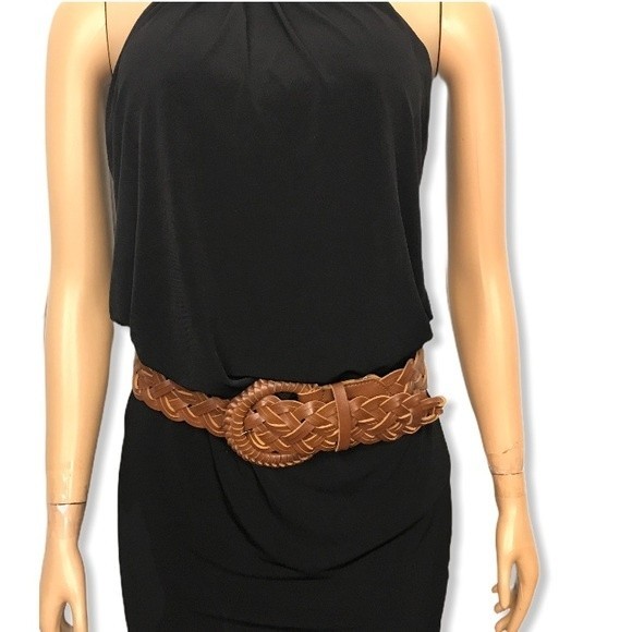 Vintage Woven Wide Belt Brown cognac size Small - Picture 5 of 11